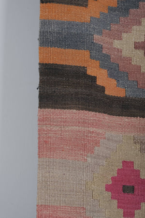 Vintage Turkish Kilim Runner 2'7'' x 21'
