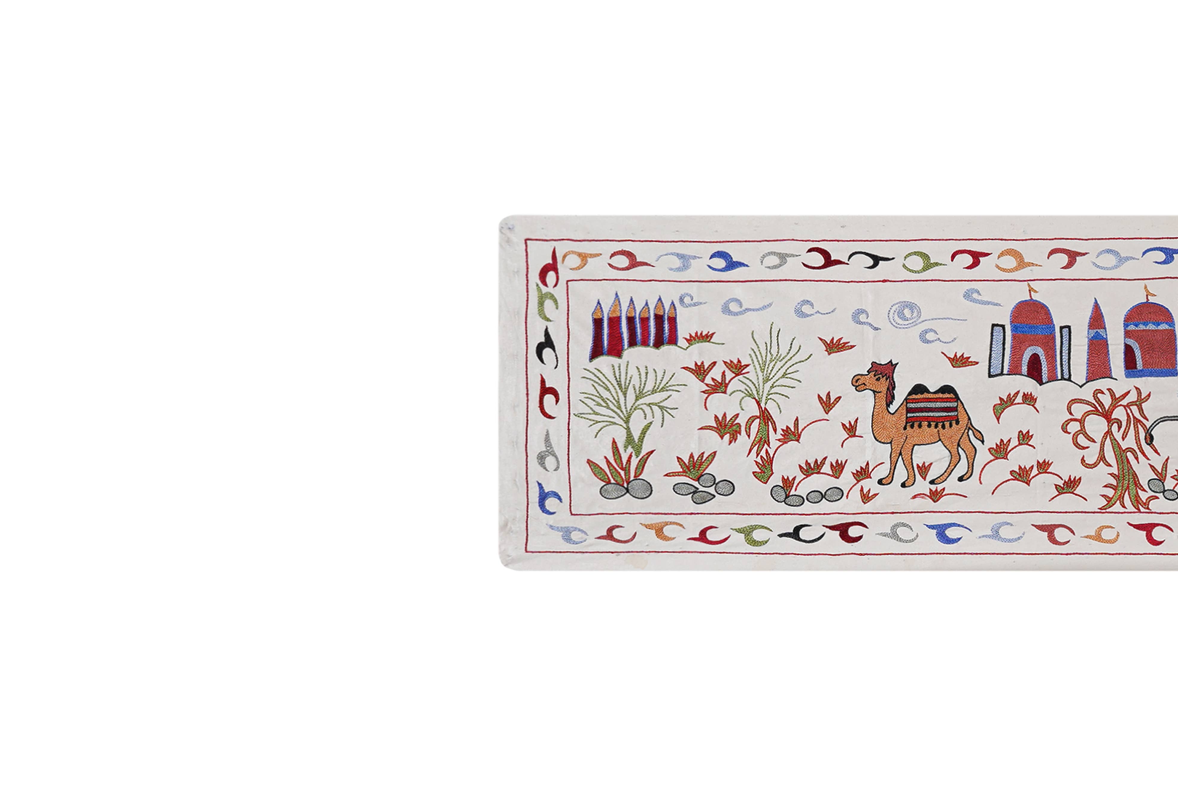 Hand-Embroidered Vintage Textile | 3'5'' x 6'4'' Camel