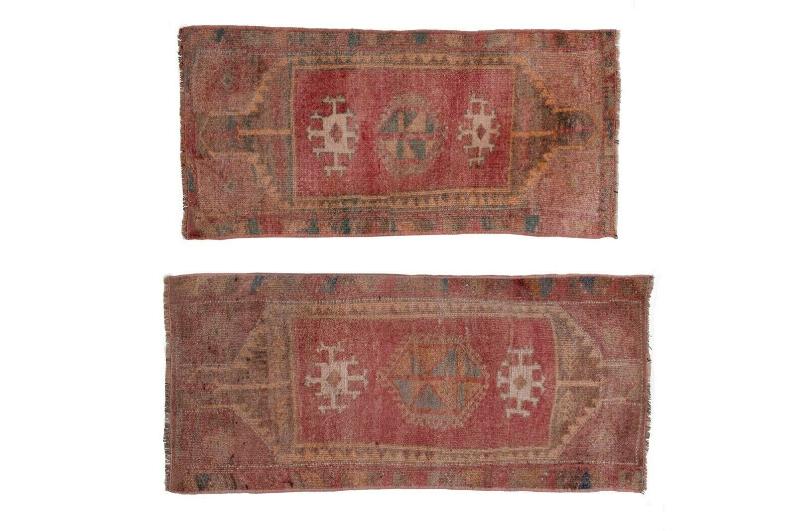 Vintage Oushak Yastik Rugs Set of 2 | 19'' x 42''