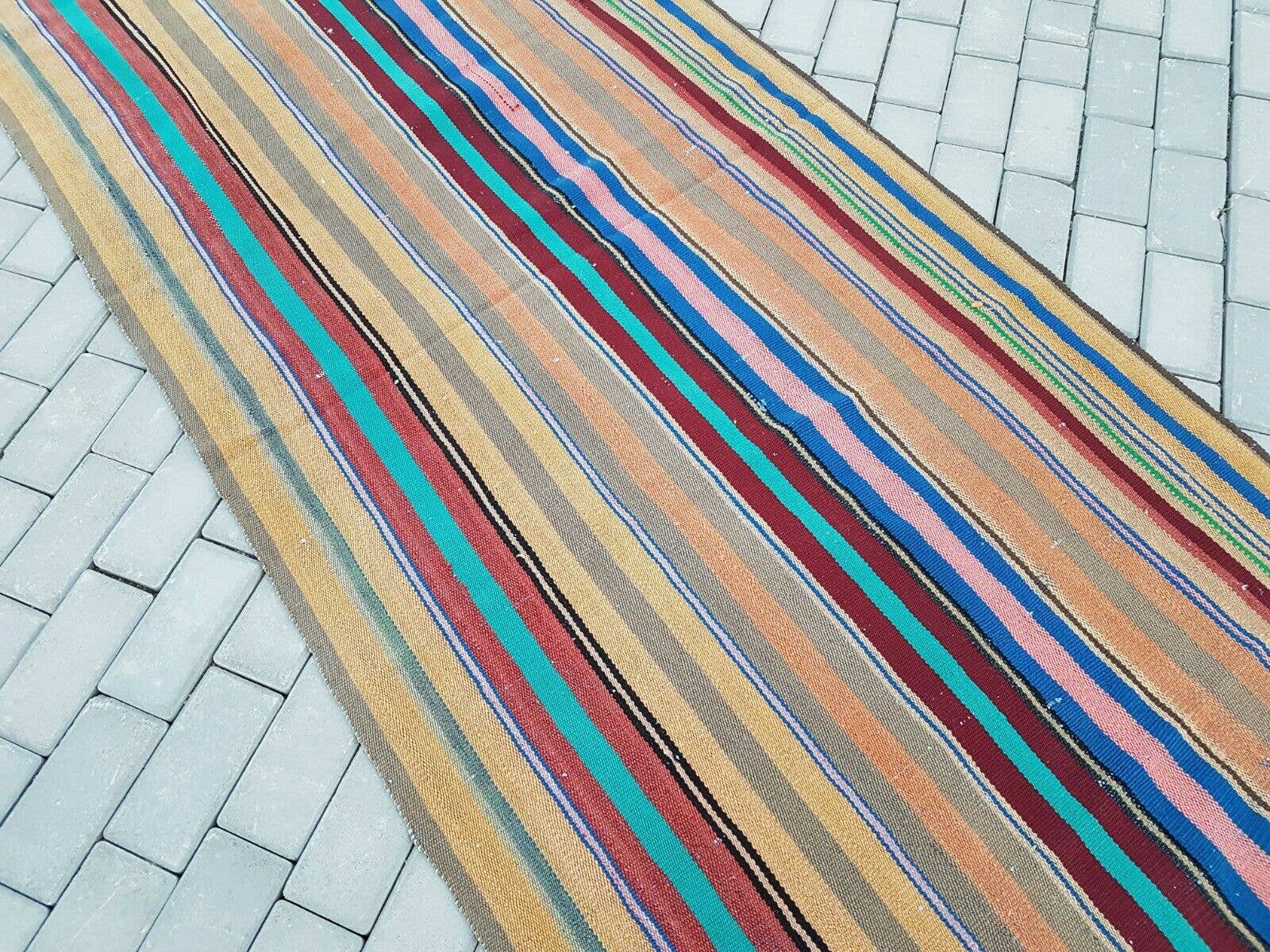 Vintage Turkish Kilim Runner 3'5'' x 8'8''