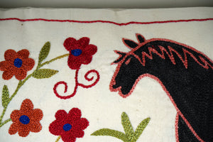 Horse Suzani Bedding Pillow Cover | 18'' x 33''