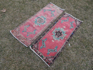 Vintage Turkish Yastik Rugs Set of 2 | 17'' x 44''