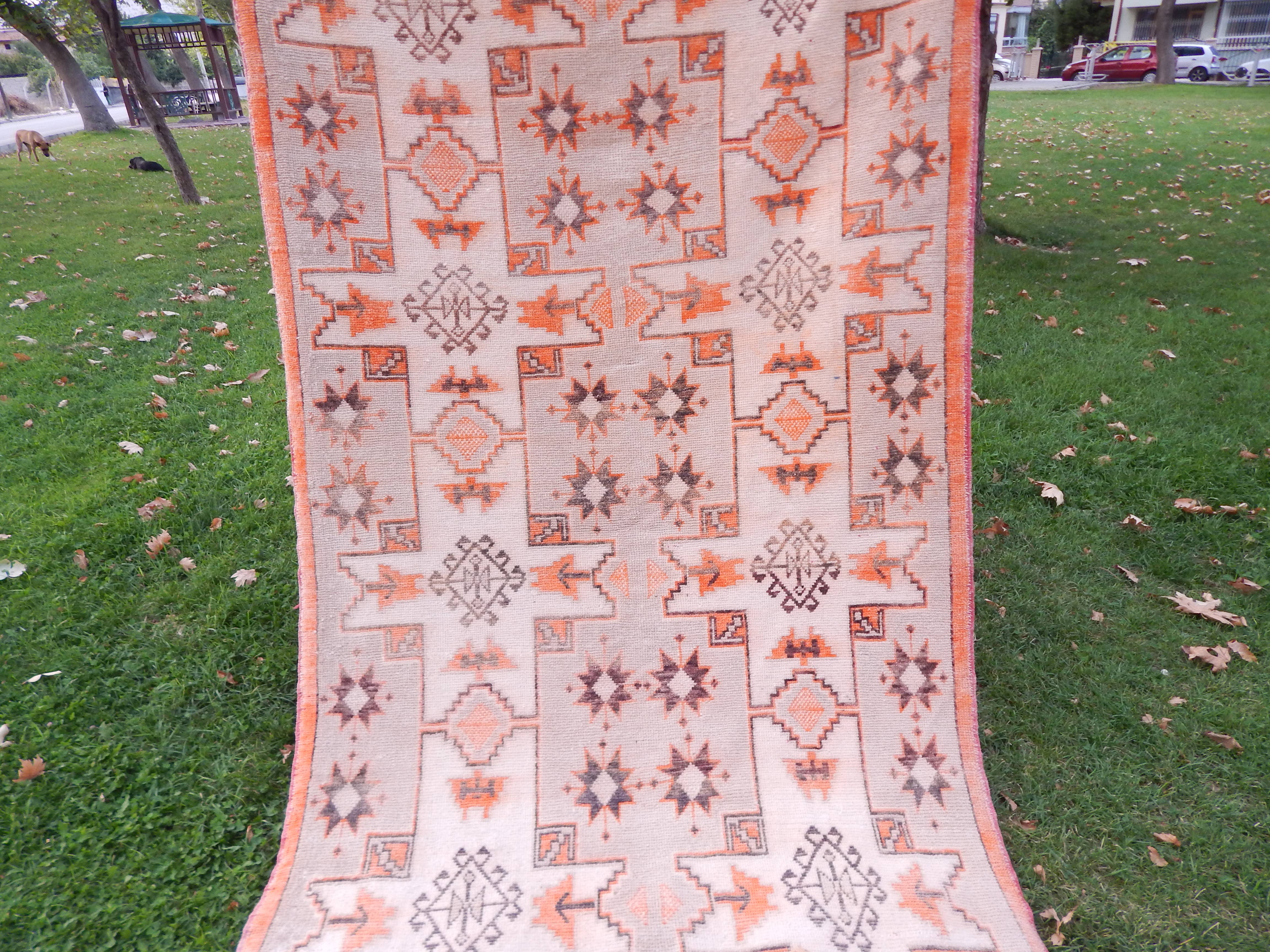 Vintage Turkish Tashpinar Oushak Rug 4'2'' x 8'6''
