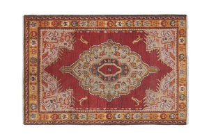Vintage Turkish Rug 3' x 4'4''