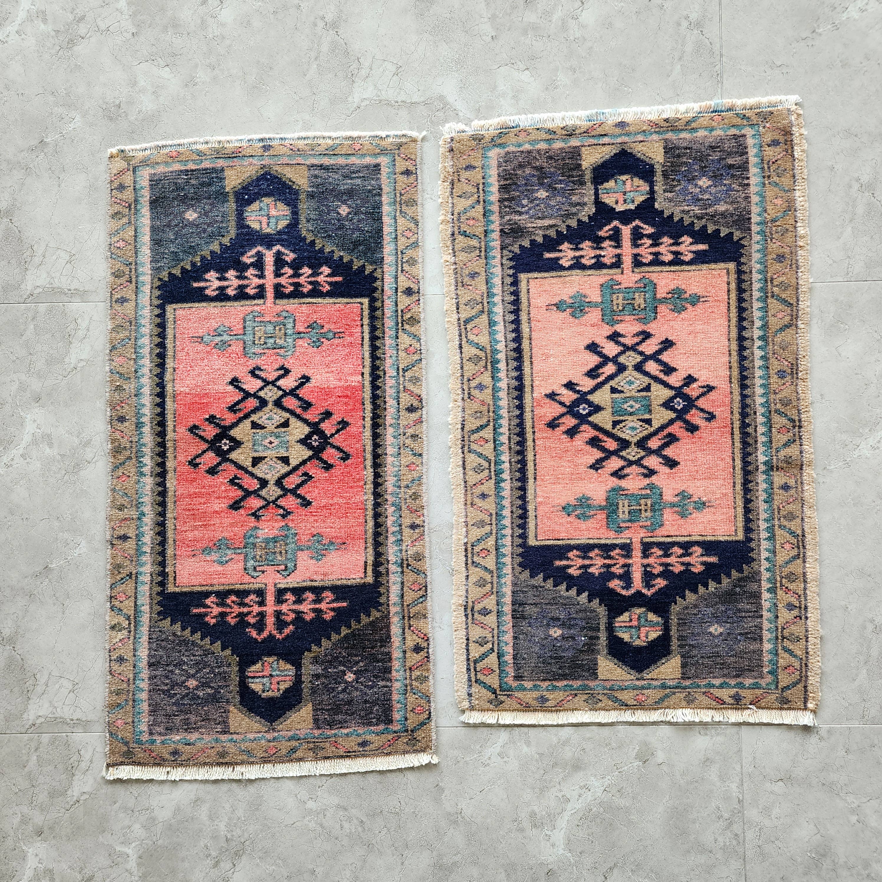 Vintage Turkish Yastik Rugs Set of 2 | 19'' x 32''