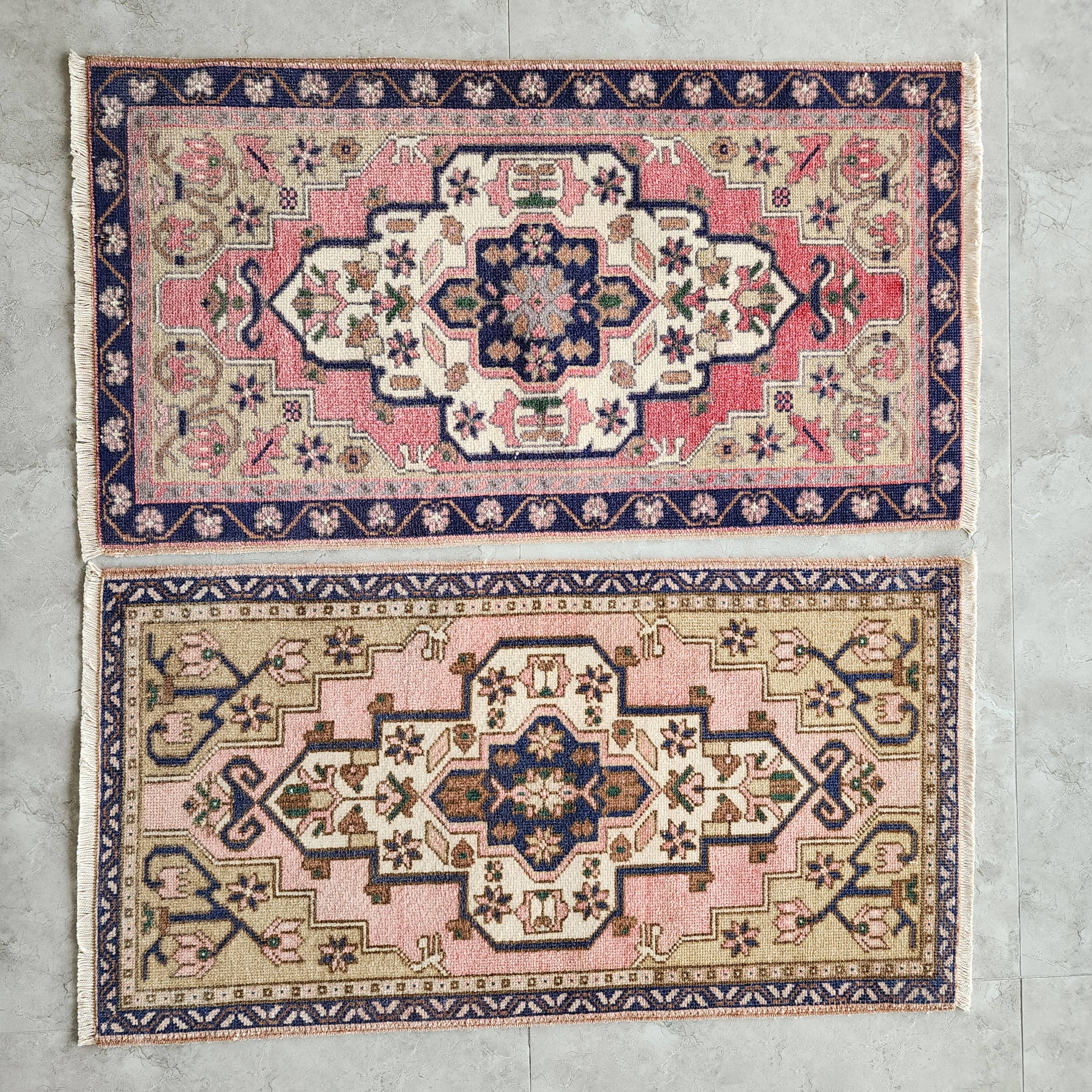 Vintage Oushak Yastik Rugs Set of 2 | 22'' x 40''
