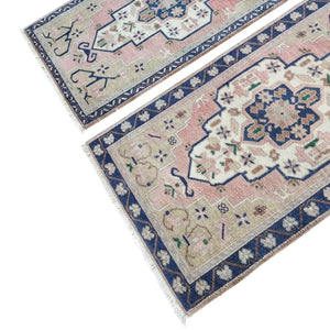 Vintage Turkish Yastik Rug Set of 2 | 1'10'' x 3'3'' & 1'10'' x 3'5''