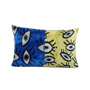Silk Ikat Patchwork Velvet Pillow Cover | 15'' x 22''