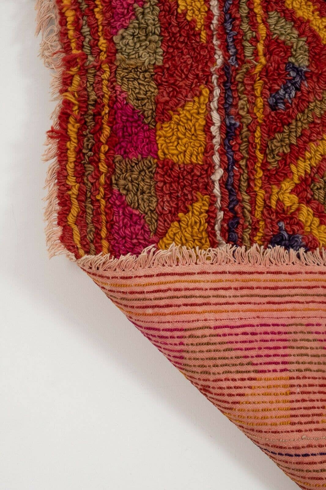 Vintage Checkered Turkish Tulu Rug 3'10'' x 5'4''
