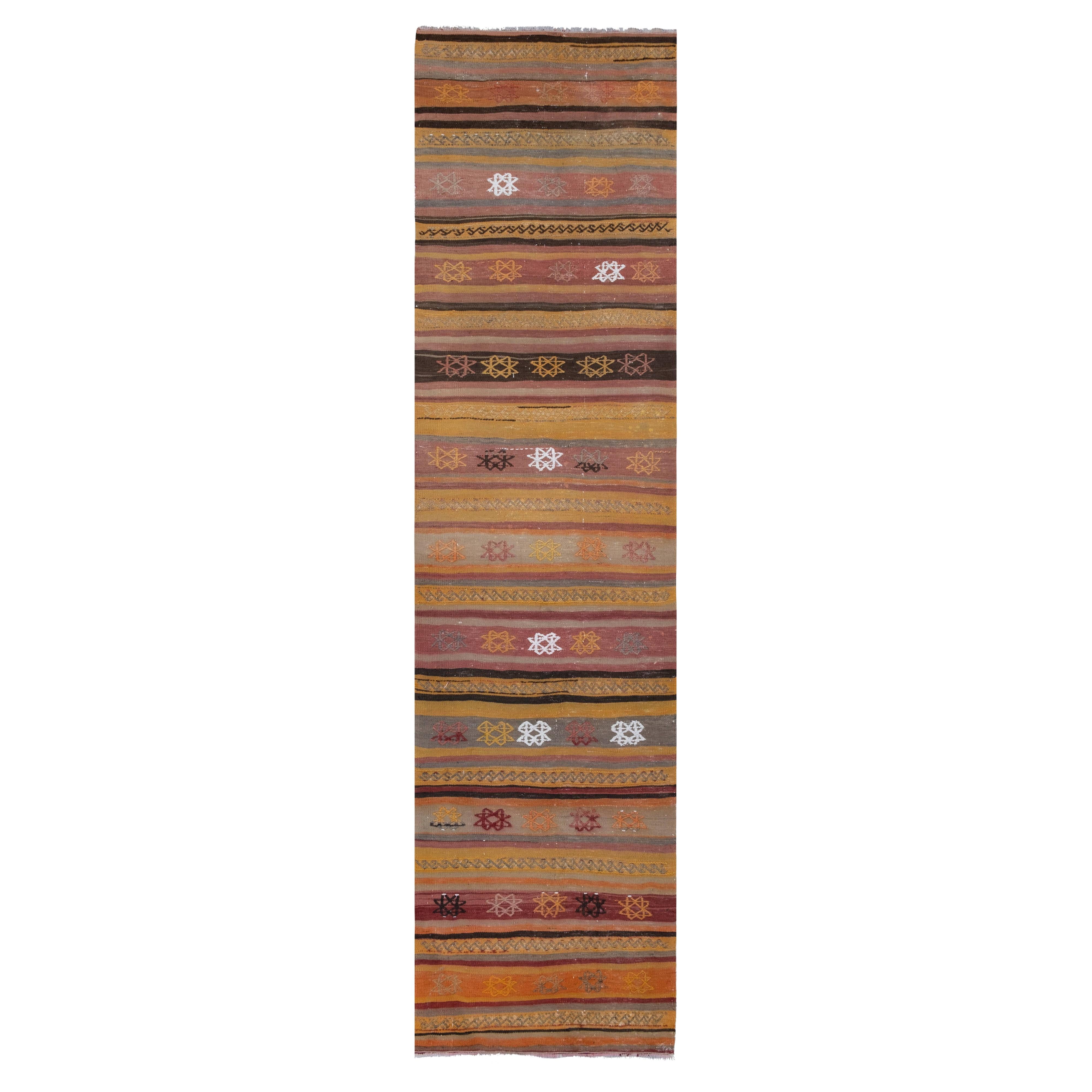 Vintage Turkish Kilim Runner 2'3'' x 8'10''