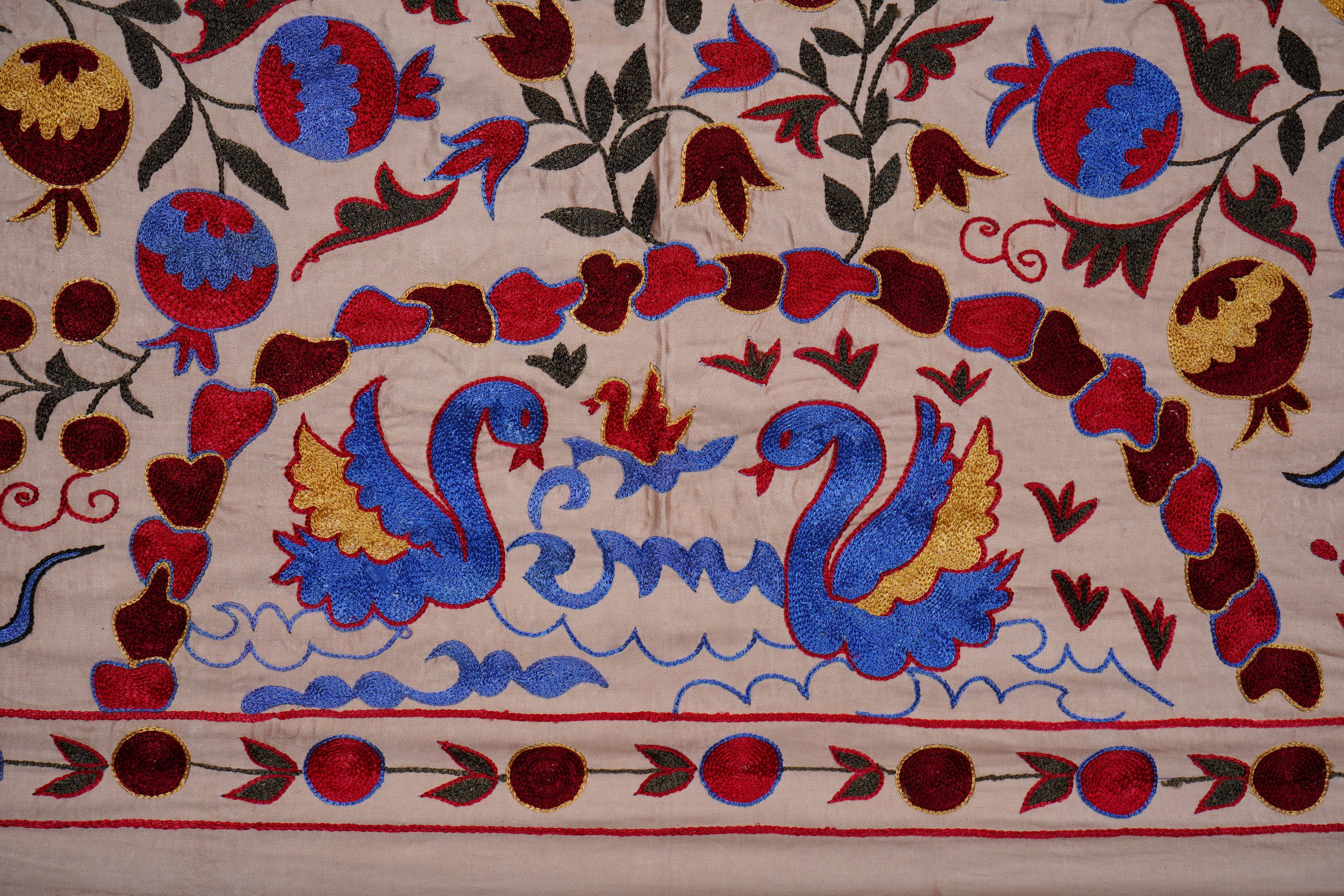 Bird Suzani Wall Hanging & Bedspread | 3'5'' x 6'1''