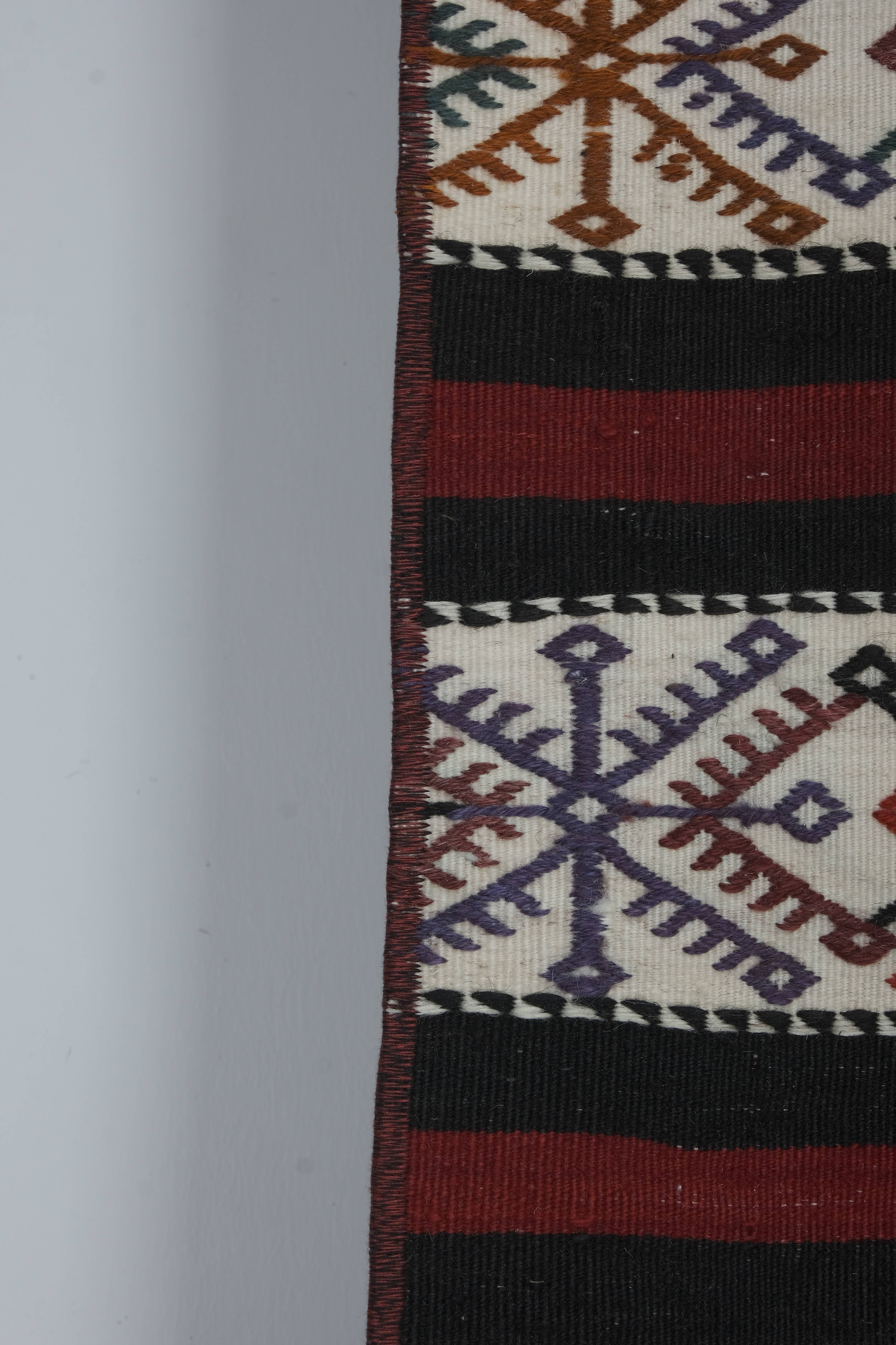 Vintage Turkish Kilim Runner 2'1'' x 29'4''