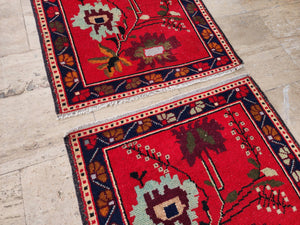 Vintage Turkish Yastik Rugs Set of 2 | 30'' x 32''