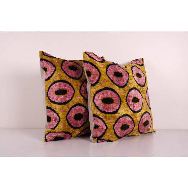 Silk Ikat Velvet Pillow Cover Set of 2 | 24'' x 24''