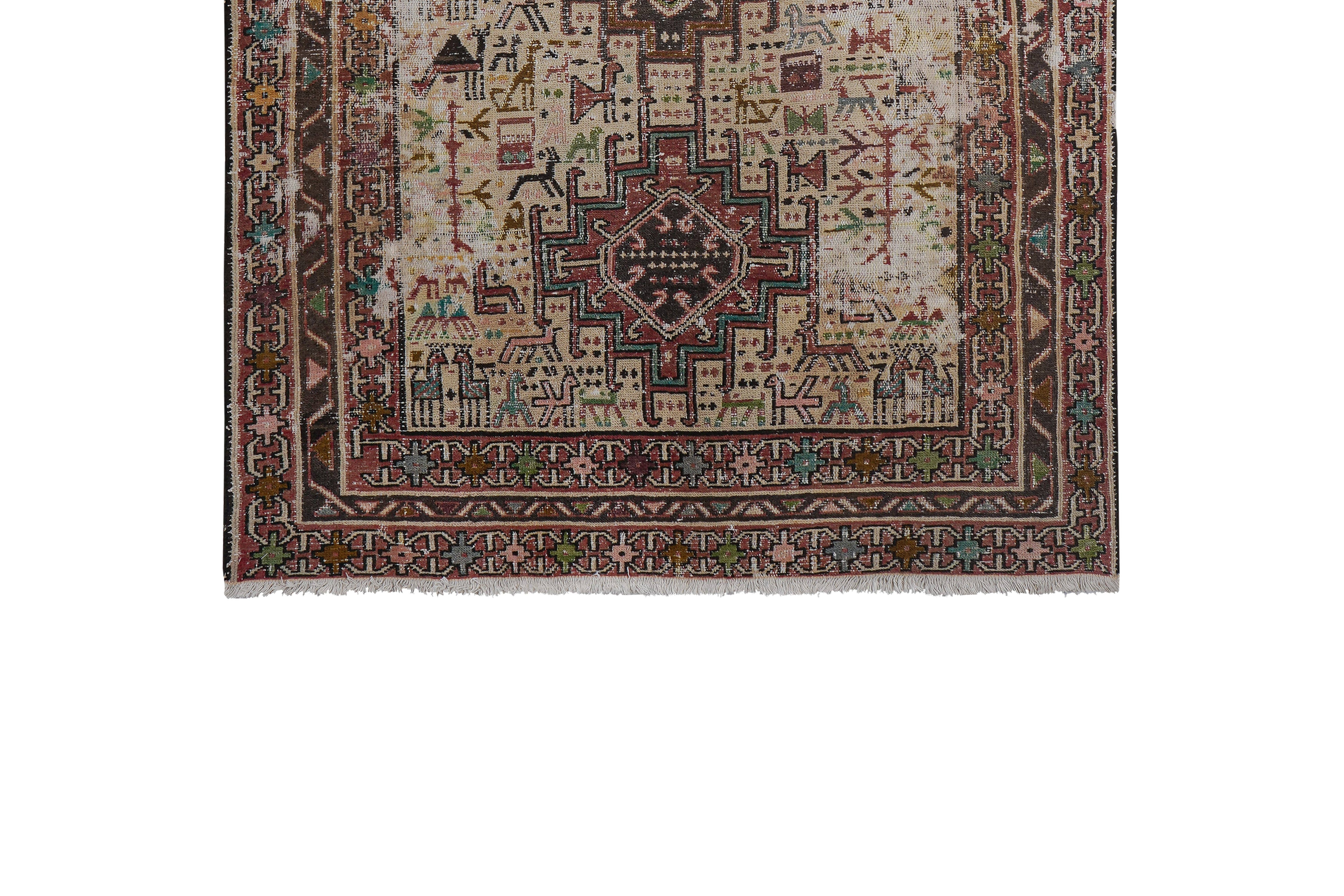 Vintage Turkish Animal Soumac Kilim Rug 41'' x 54''
