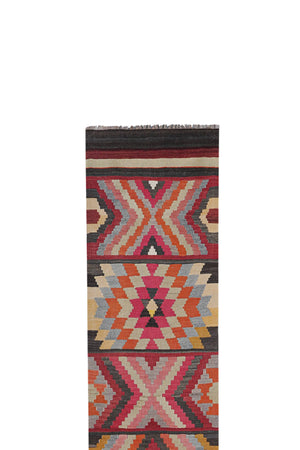 Vintage Turkish Kilim Runner 2'6'' x 12'4''