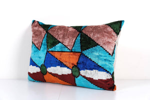 Silk Ikat Velvet Pillow Cover | 16'' x 24''