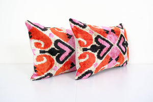 Silk Ikat Velvet Pillow Cover | 16'' x 24''