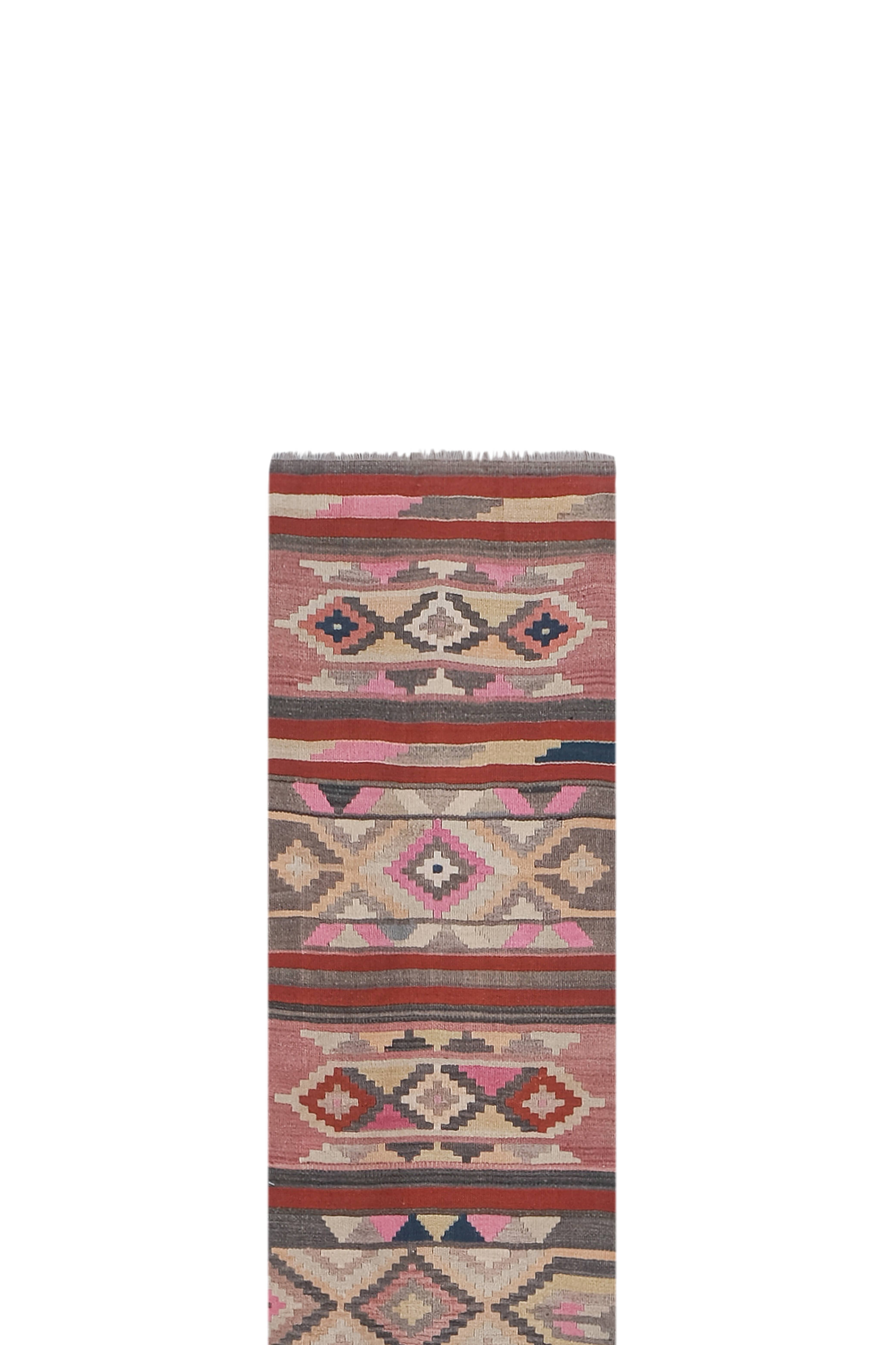 Vintage Turkish Anatolian Kilim Runner 2'7'' x 22'6''