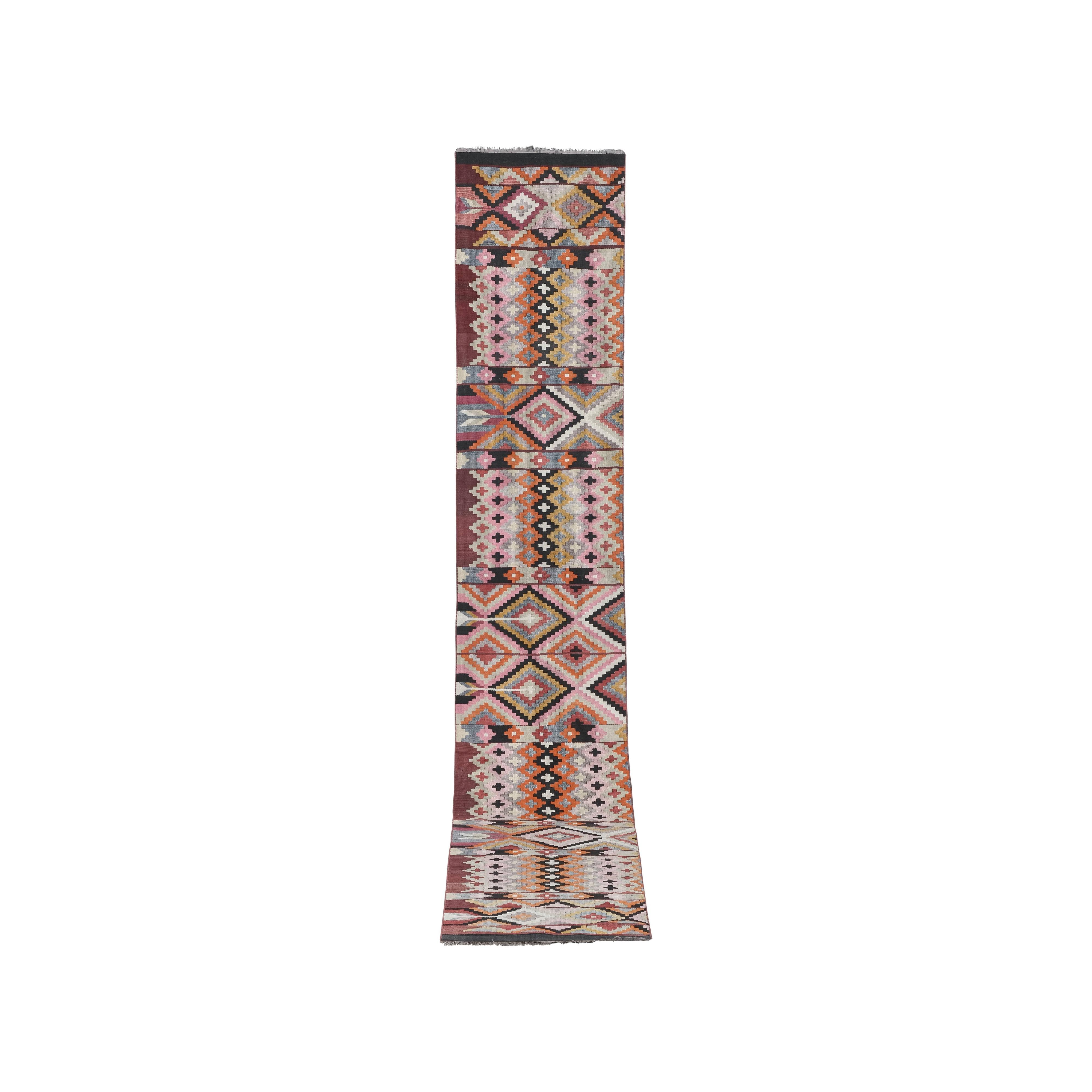 Vintage Turkish Kilim Runner 2'6'' x 14'7''