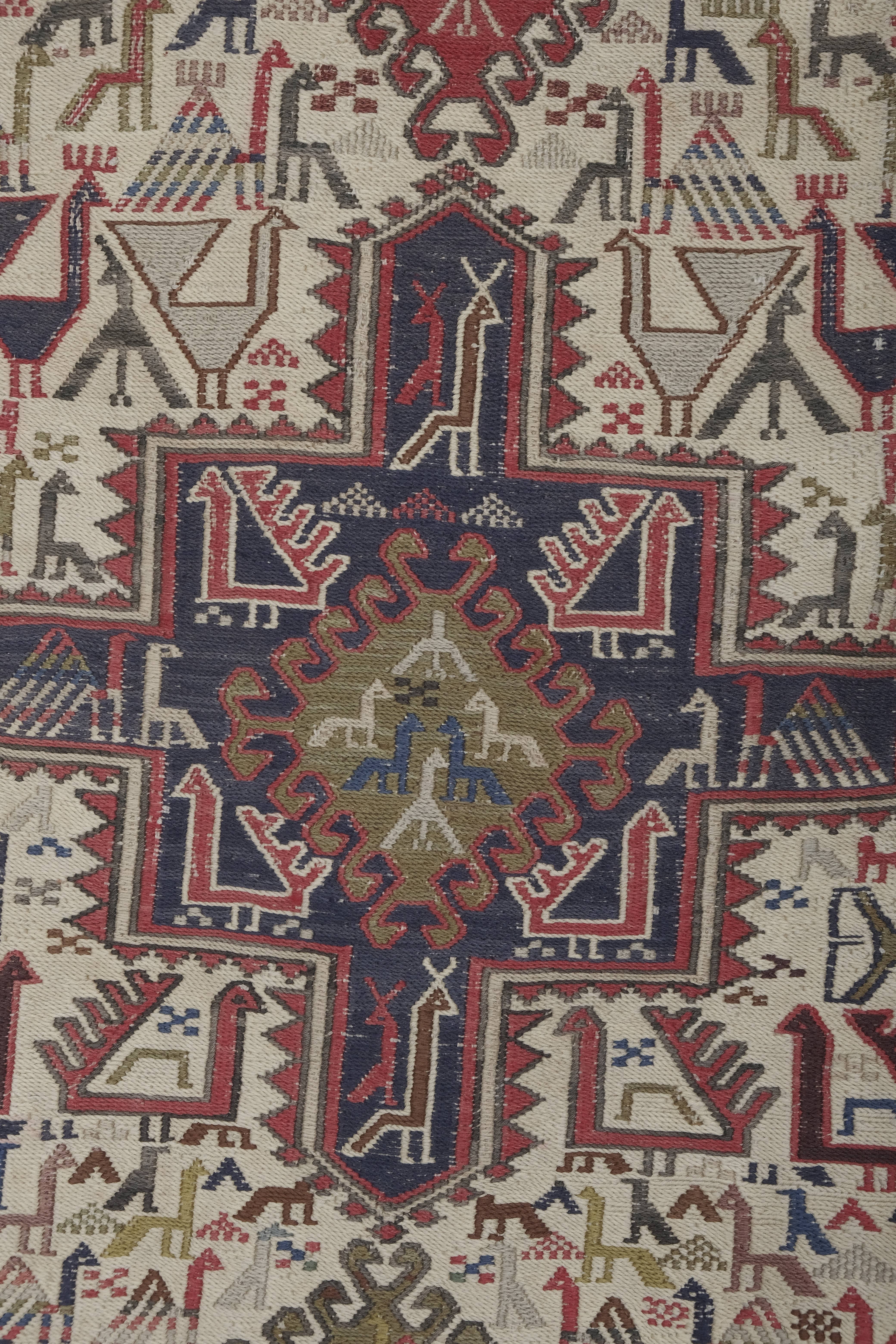 Vintage Turkish Soumac Kilim Rug 2'4'' x 6'4''