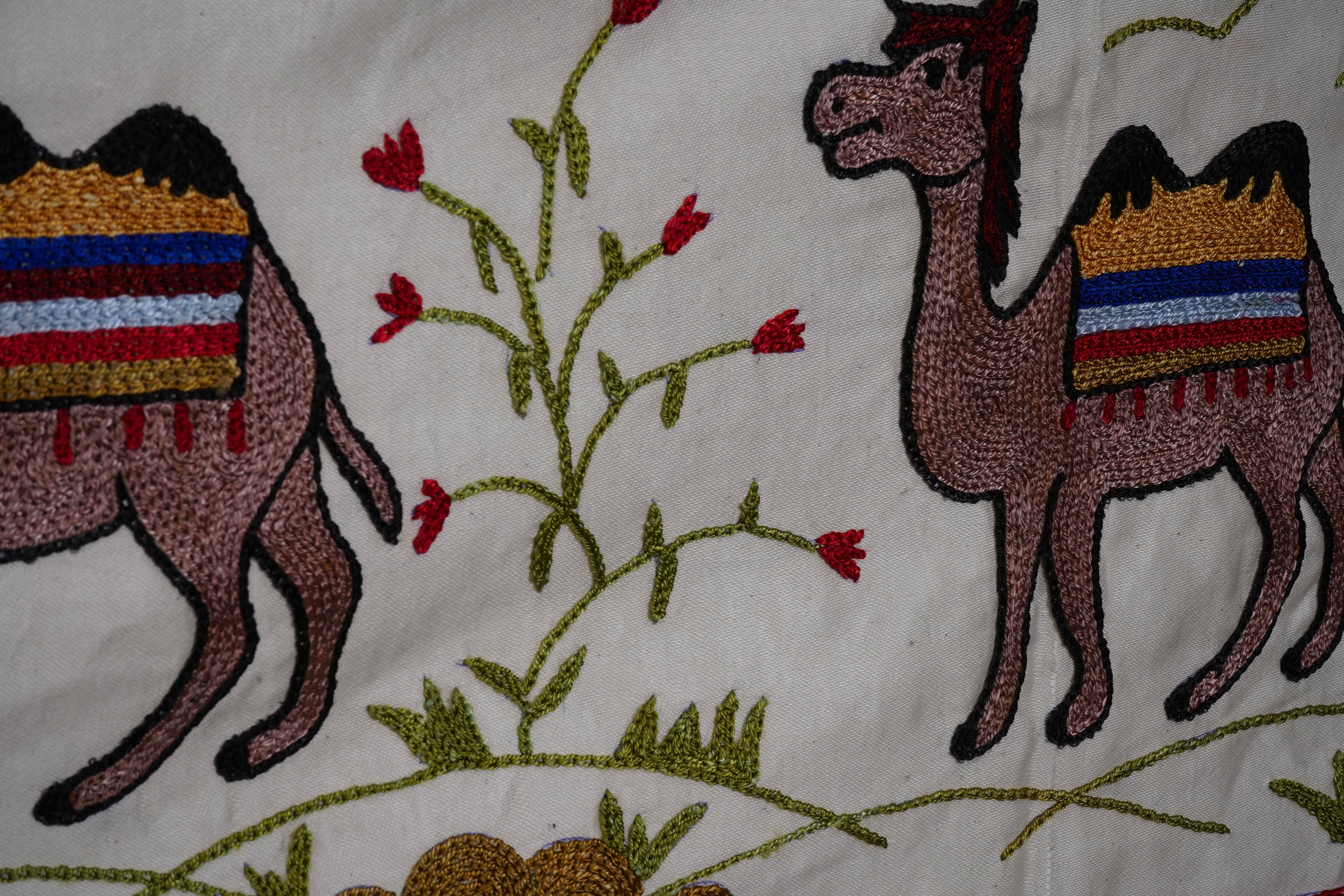 Camel Silk Suzani Wall Hanging & Bedspread 1'8'' x 6'3''