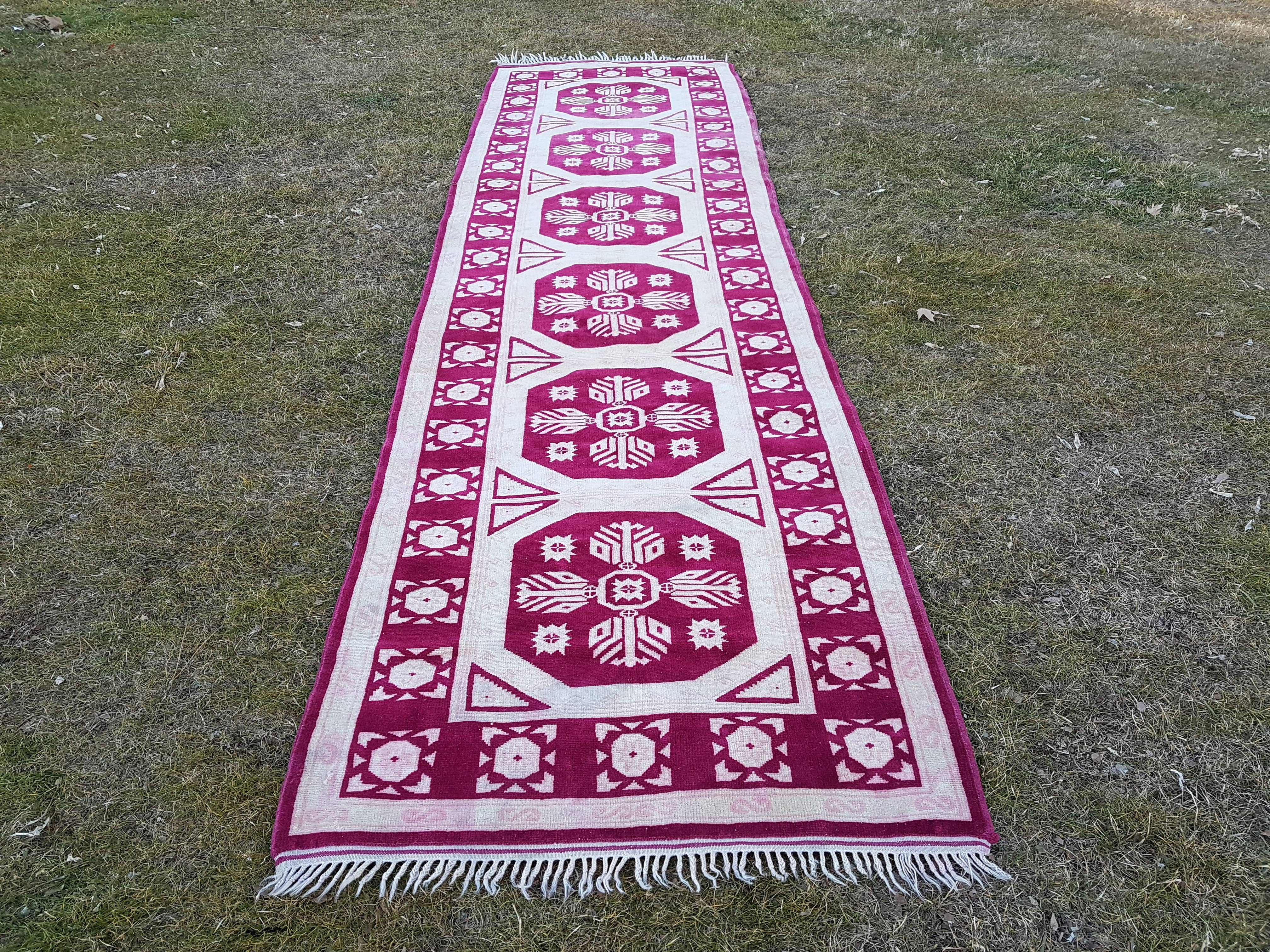 Vintage Kurdish Runner Rug 3'4'' x 12'2''