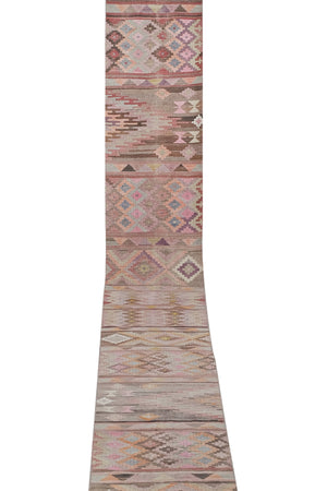 Vintage Turkish Kilim Runner 2'4'' x 22'10''