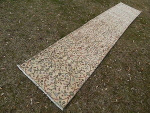 Vintage Turkish Anatolian Oushak Runner 2'1'' x 10'4''