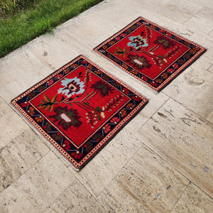 Vintage Turkish Yastik Rugs Set of 2 | 29'' x 31''