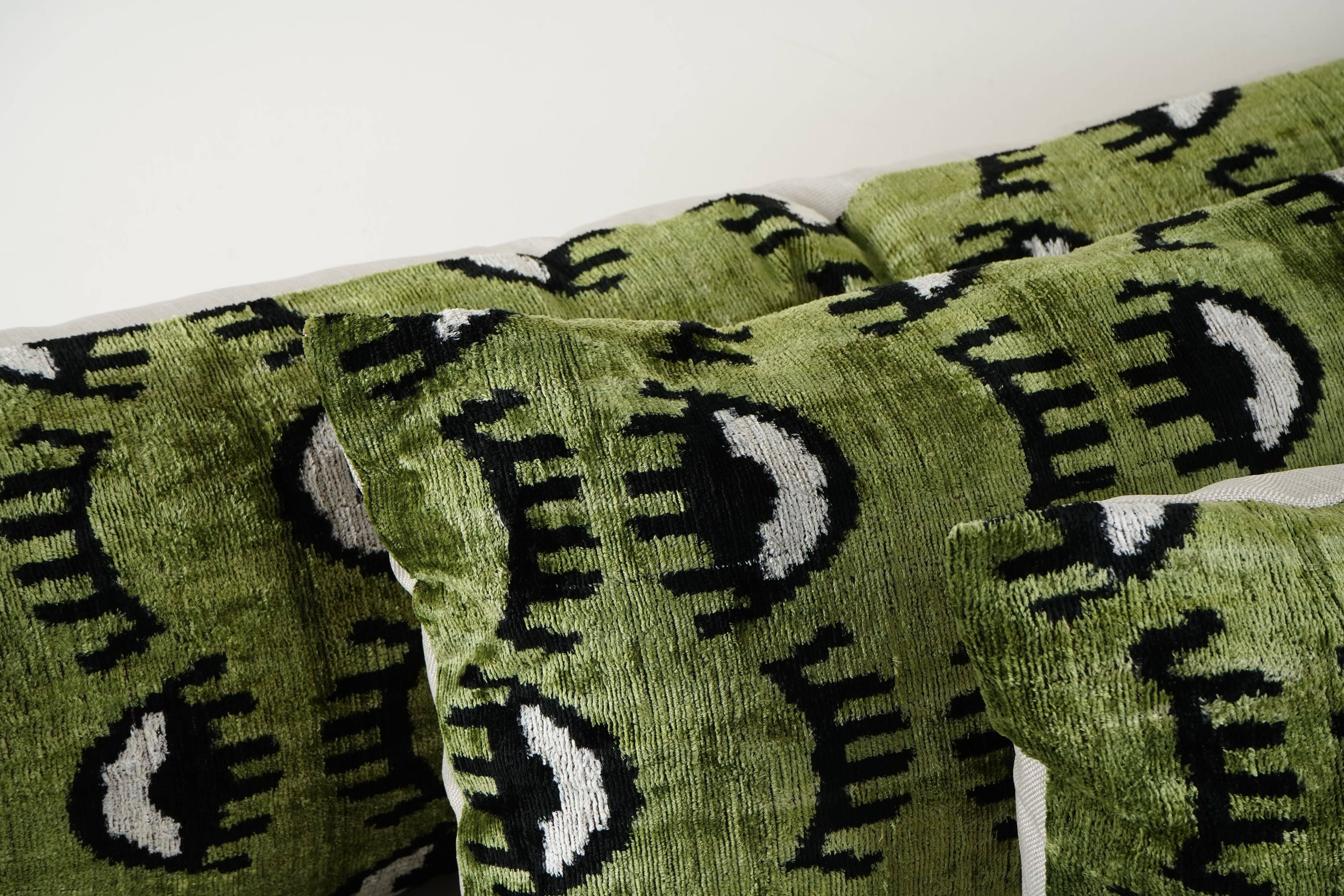Silk Ikat Velvet Pillow Cover Set of 3 | 16'' x 51''