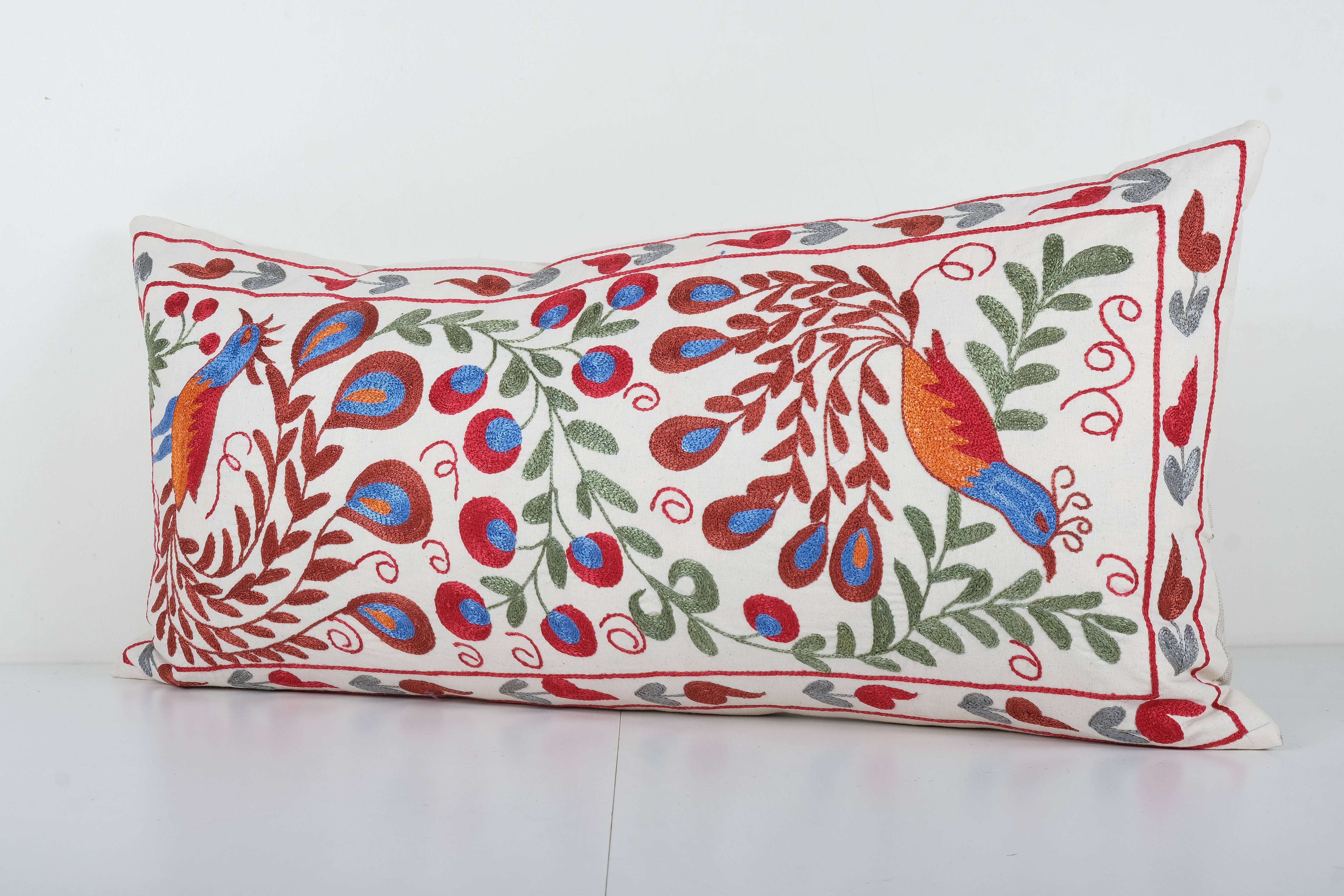 Bird Suzani Bedding Pillow Cover | 18'' x 35''