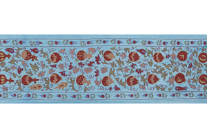 Hand-Embroidered Silk Suzani Wall Hanging & Bedspread 1'9'' x 6'3''