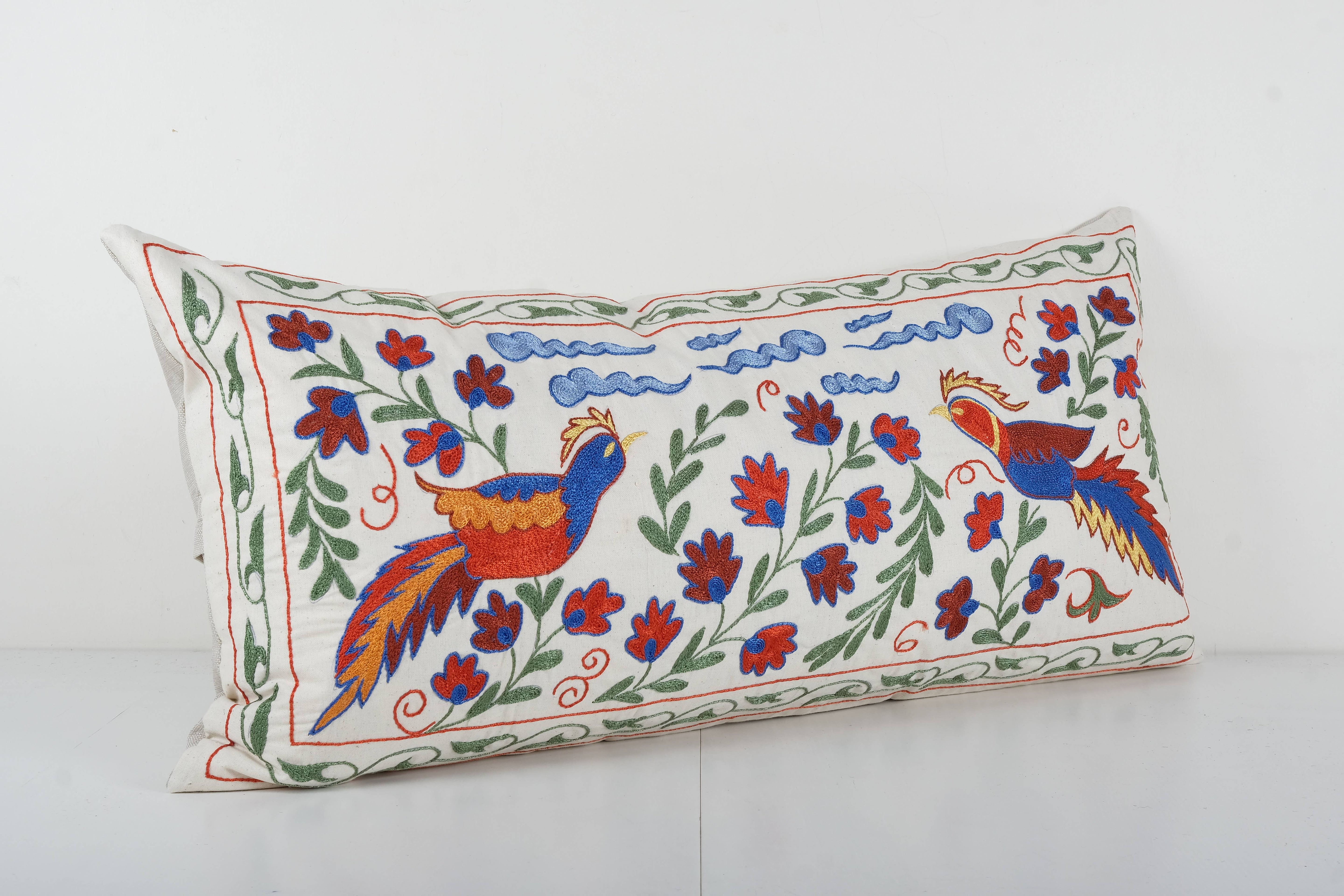 Bird Suzani Bedding Pillow Cover | 18'' x 35''