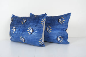 Silk Ikat Velvet Pillow Cover Set of 2 | 16'' x 24''