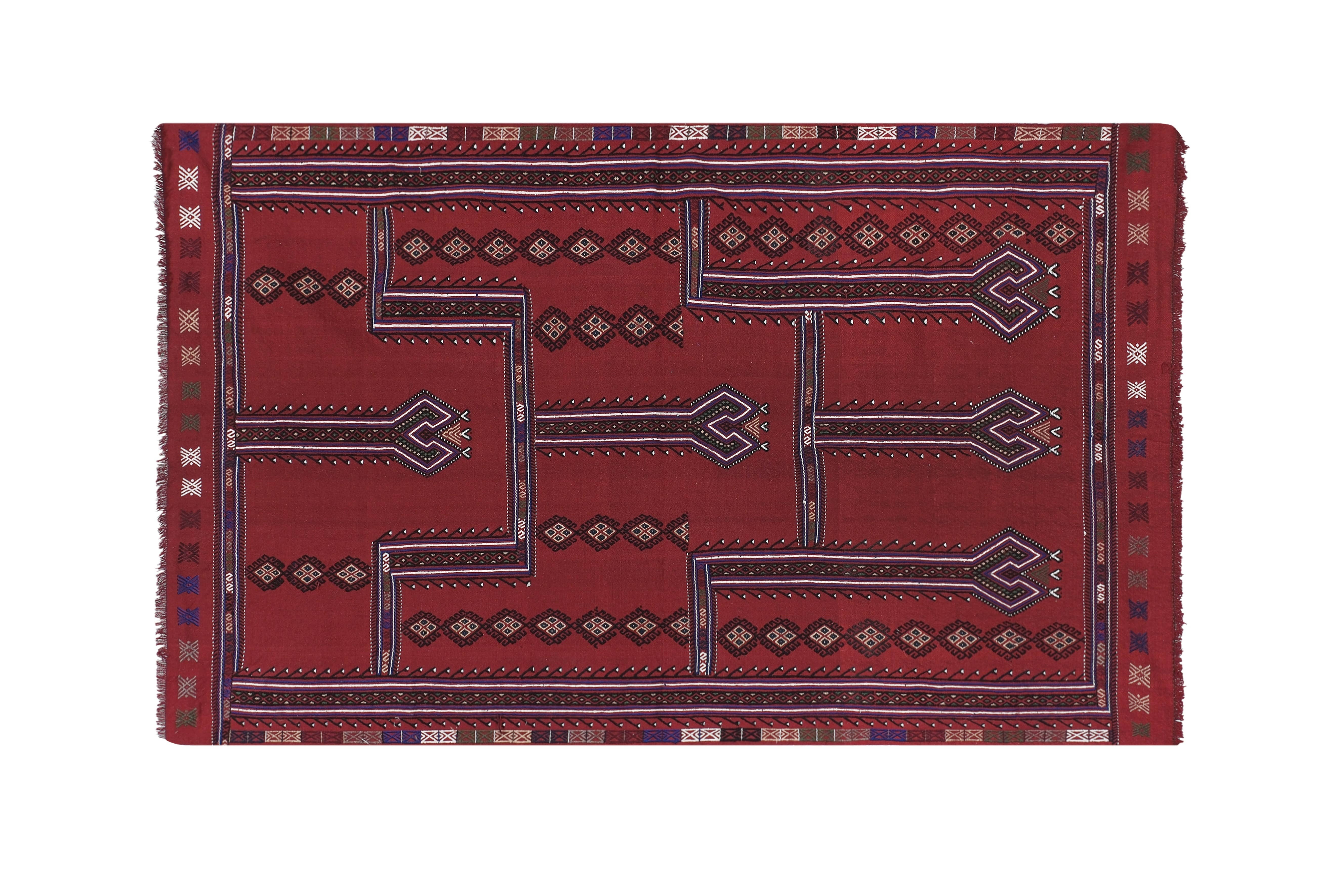 Vintage Turkish Karapinar Kilim Rug 4'7'' x 7'9''
