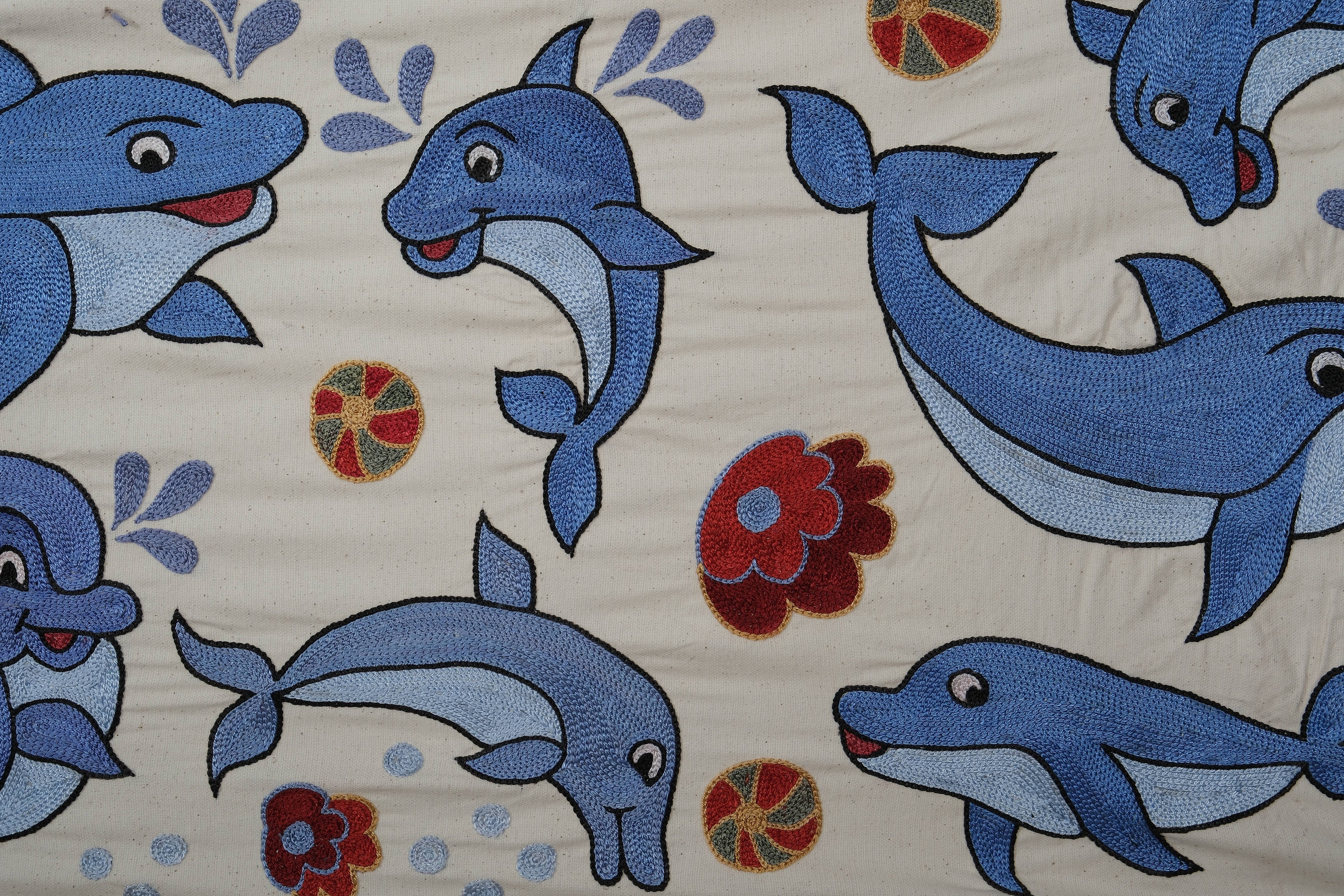 Fish Suzani Wall Hanging & Tablecloth | 18'' x 55''