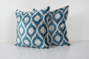 Silk Ikat Velvet Pillow Cover Set of 2 | 23'' x 23''