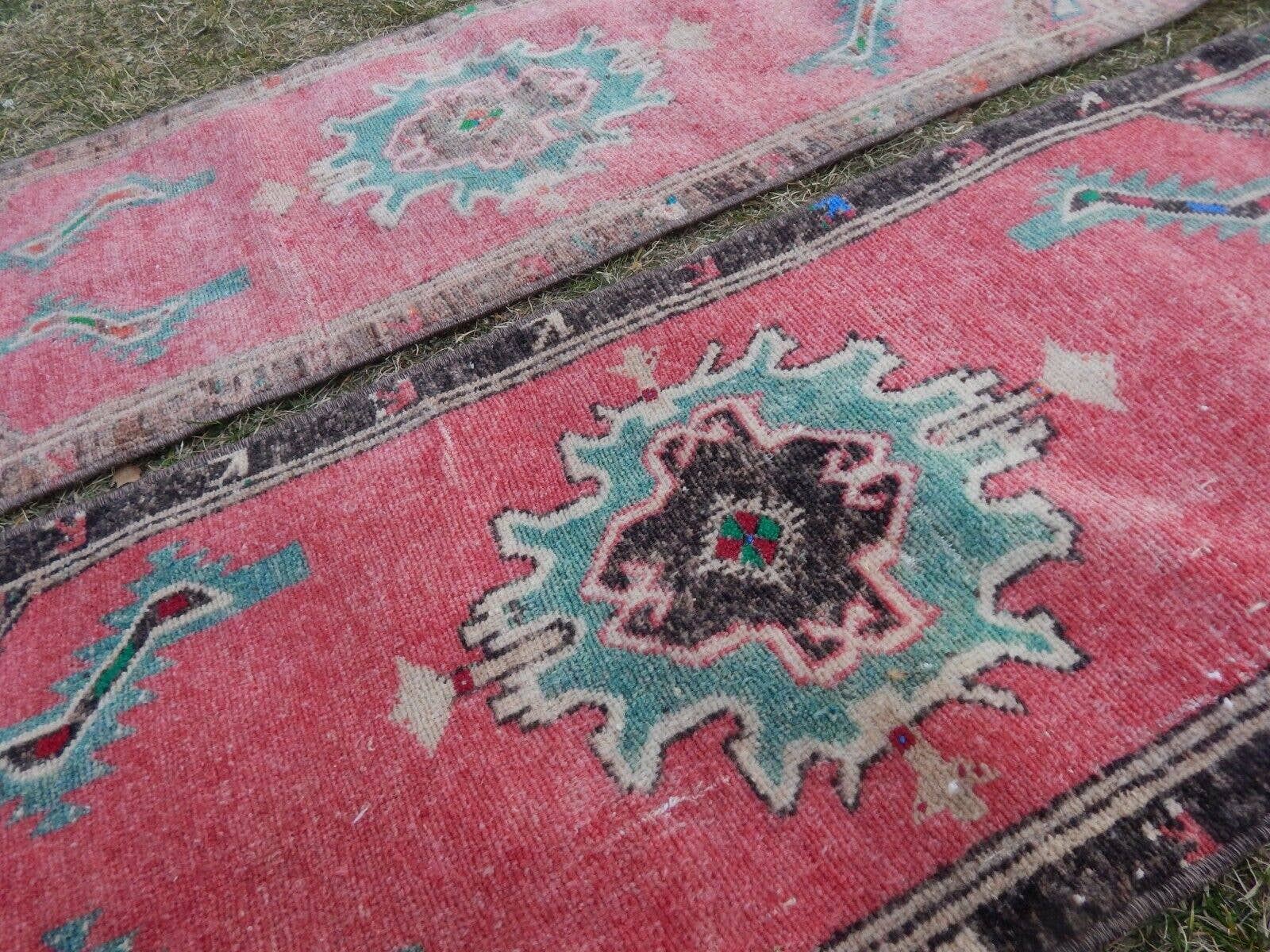 Vintage Turkish Yastik Rugs Set of 2 | 17'' x 44''