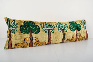 Tiger Silk Ikat Velvet Pillow Cover | 14'' x 48''