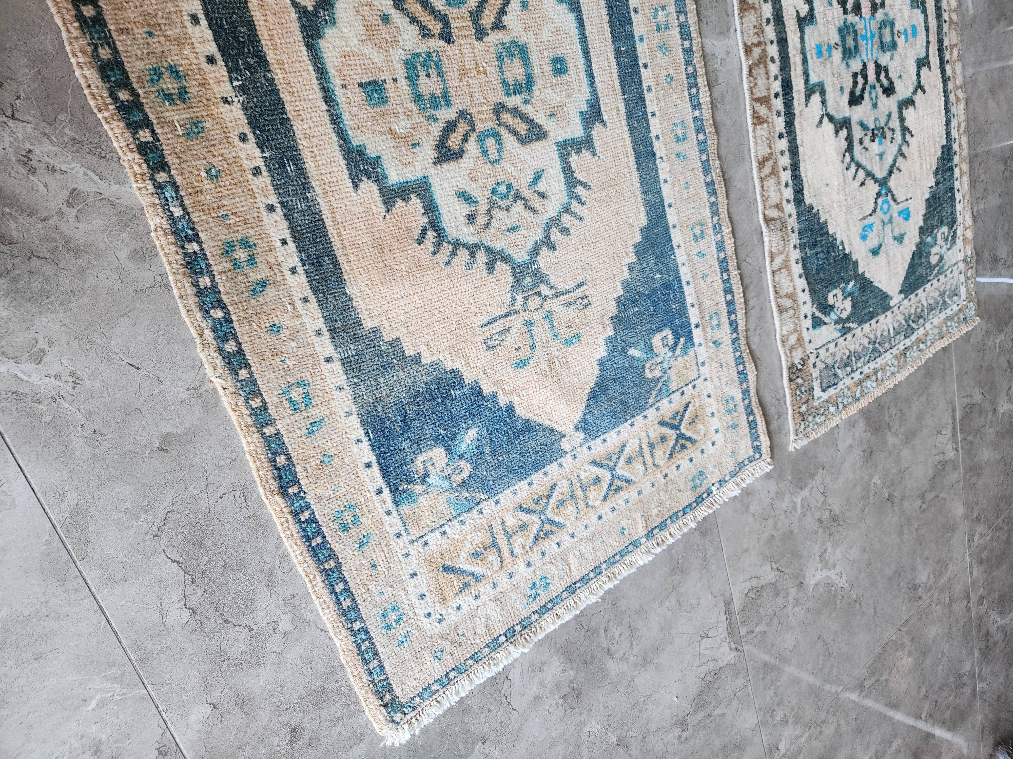 Vintage Turkish Yastik Rugs Set of 2 | 20'' x 38''