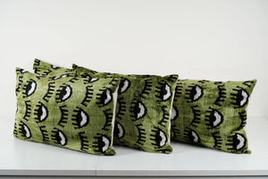 Silk Ikat Velvet Pillow Cover Set of 3 | 16'' x 51''