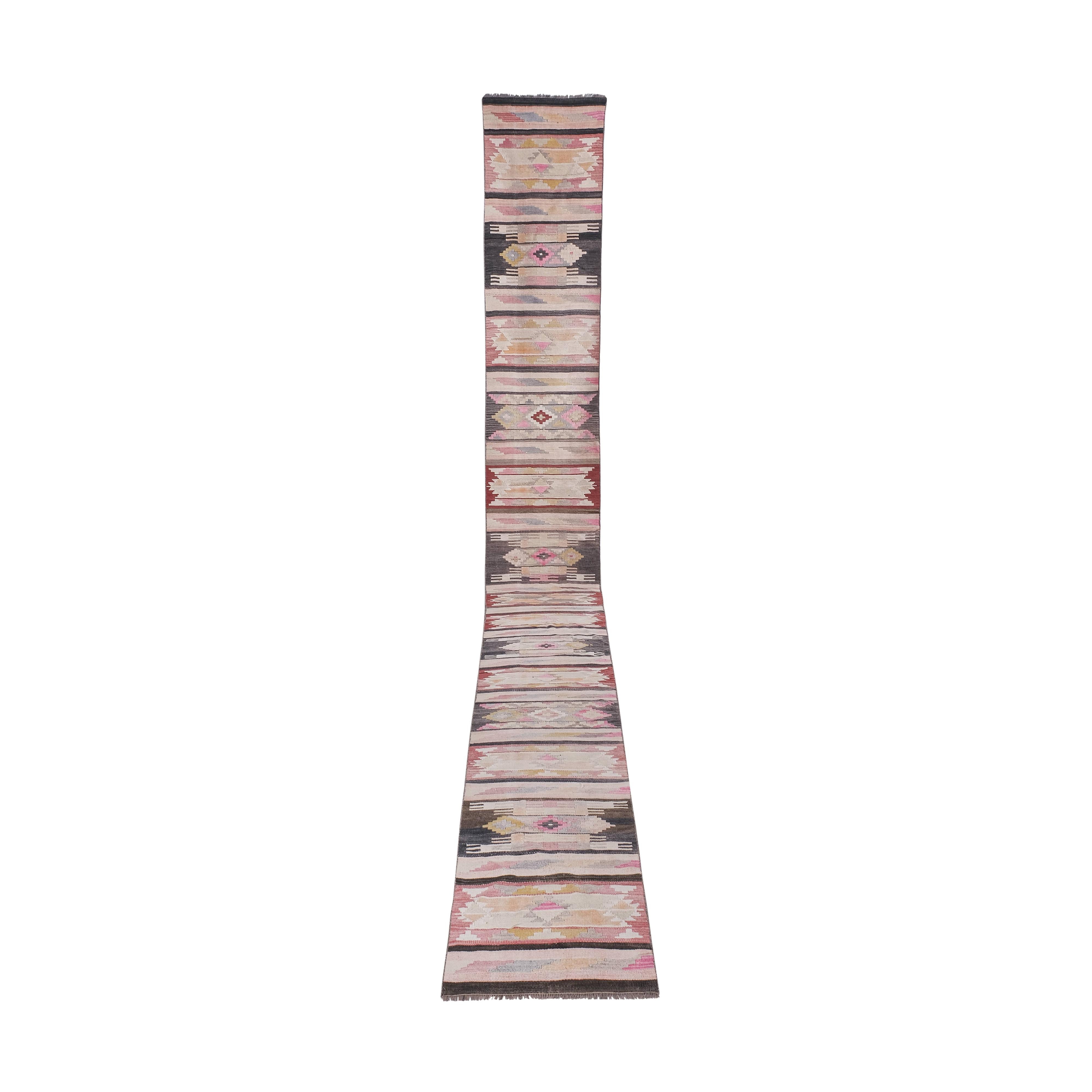 Vintage Turkish Kilim Runner 2'3'' x 22'2''