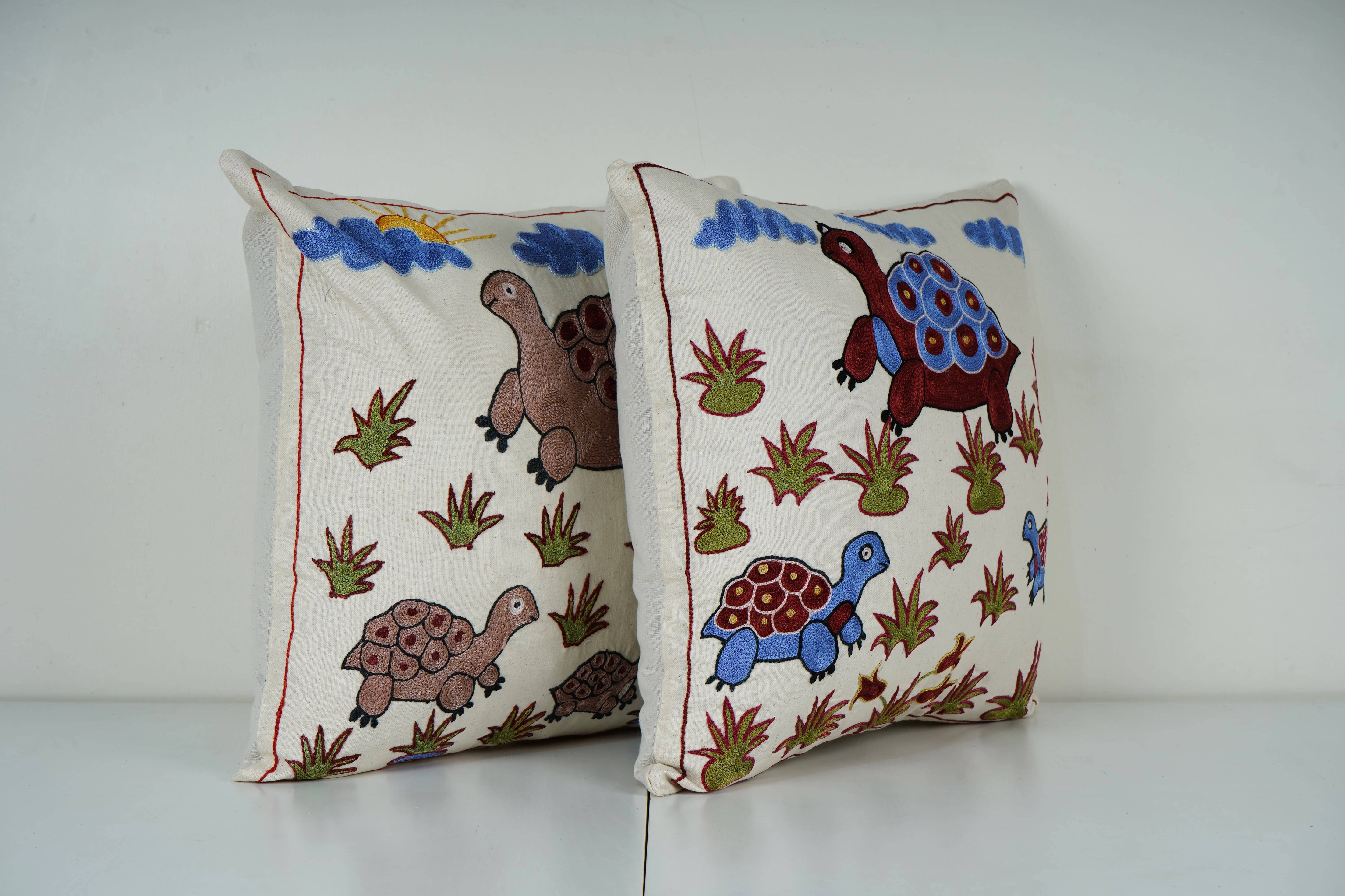 Tortoise Suzani Pillow Cover Set of 2 | 18'' x 18''