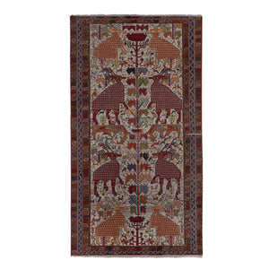 Vintage Turkish Soumac Kilim Rug 3'7'' x 7'1''