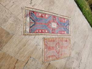 Vintage Turkish Yastik Rug Set of 2 | 1'9'' x 2'8'' & 1'8'' x 4'1''