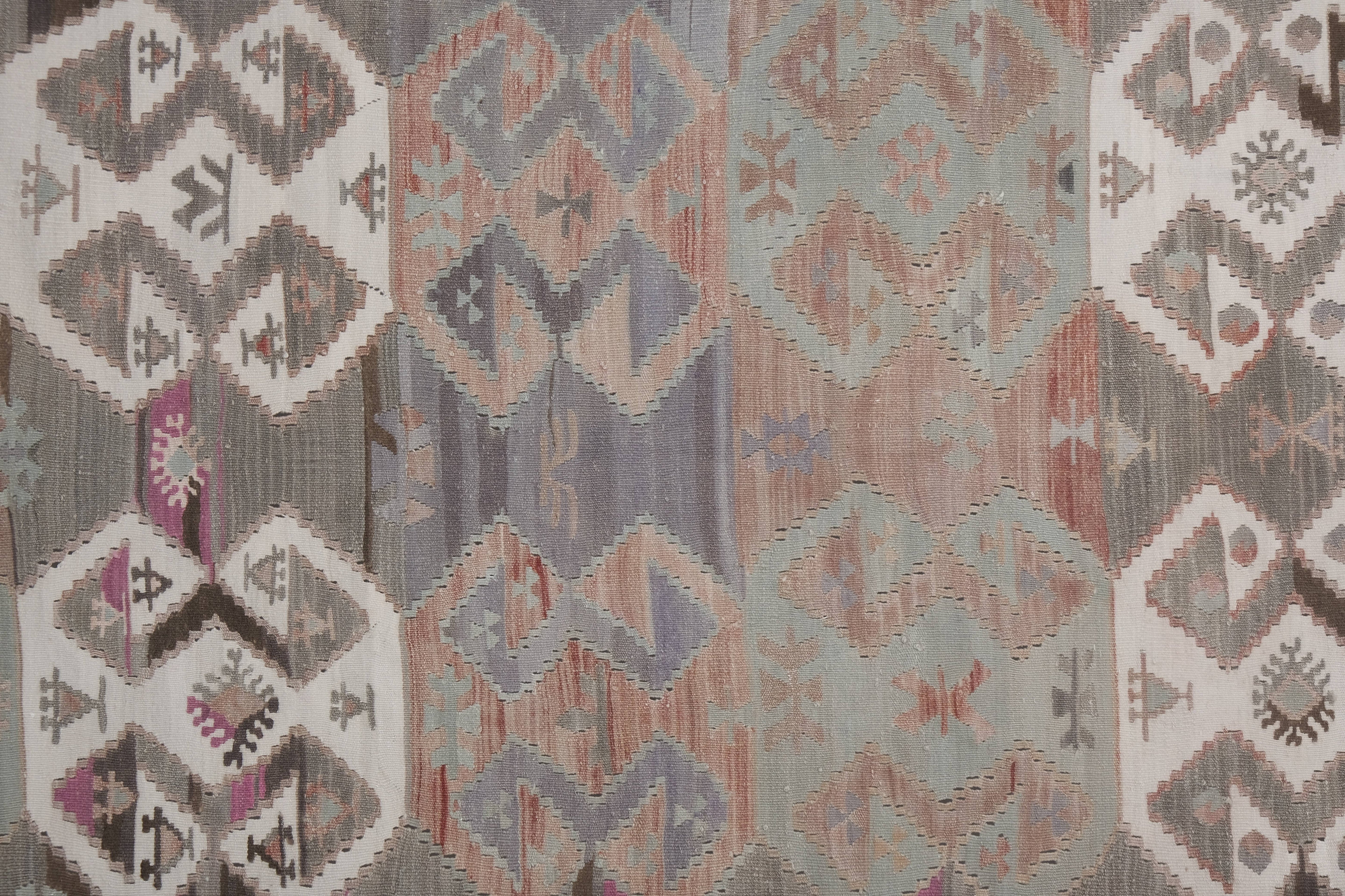 Vintage Turkish Kilim Runner 4'8'' x 13'9''