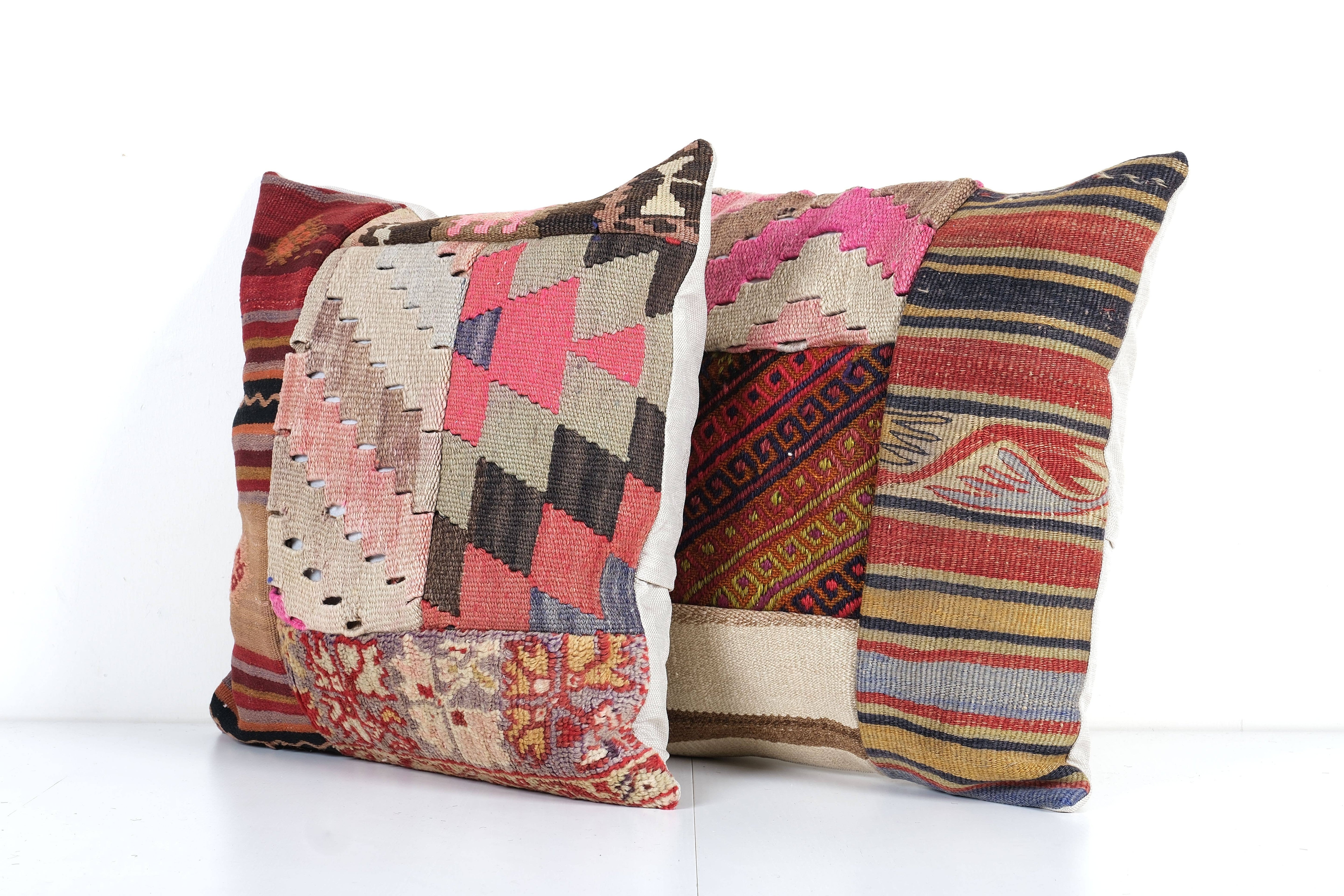 Kilim Patchwork Pillow Cover Set of 2 | 19'' x 19''