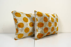 Silk Ikat Velvet Pillow Cover Set of 2 | 16'' x 24''
