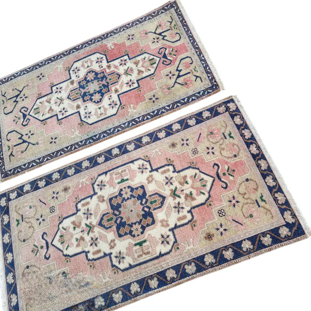 Vintage Turkish Yastik Rug Set of 2 | 1'10'' x 3'3'' & 1'10'' x 3'5''